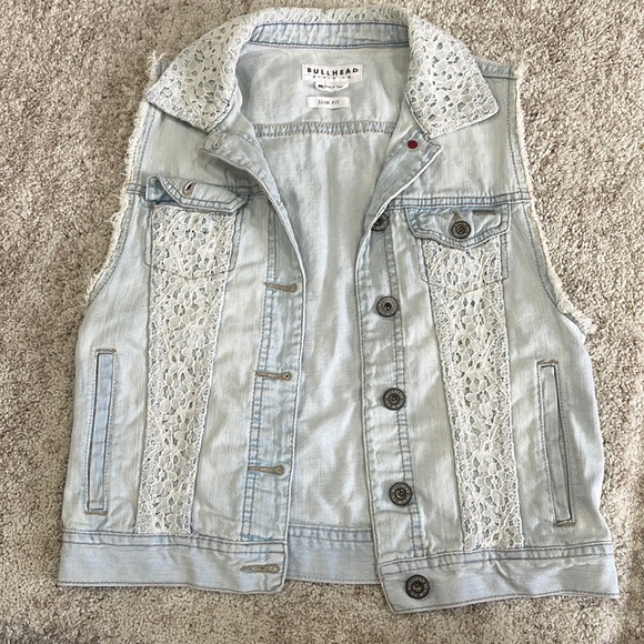 Denim Vest with lace detail - Picture 1 of 6